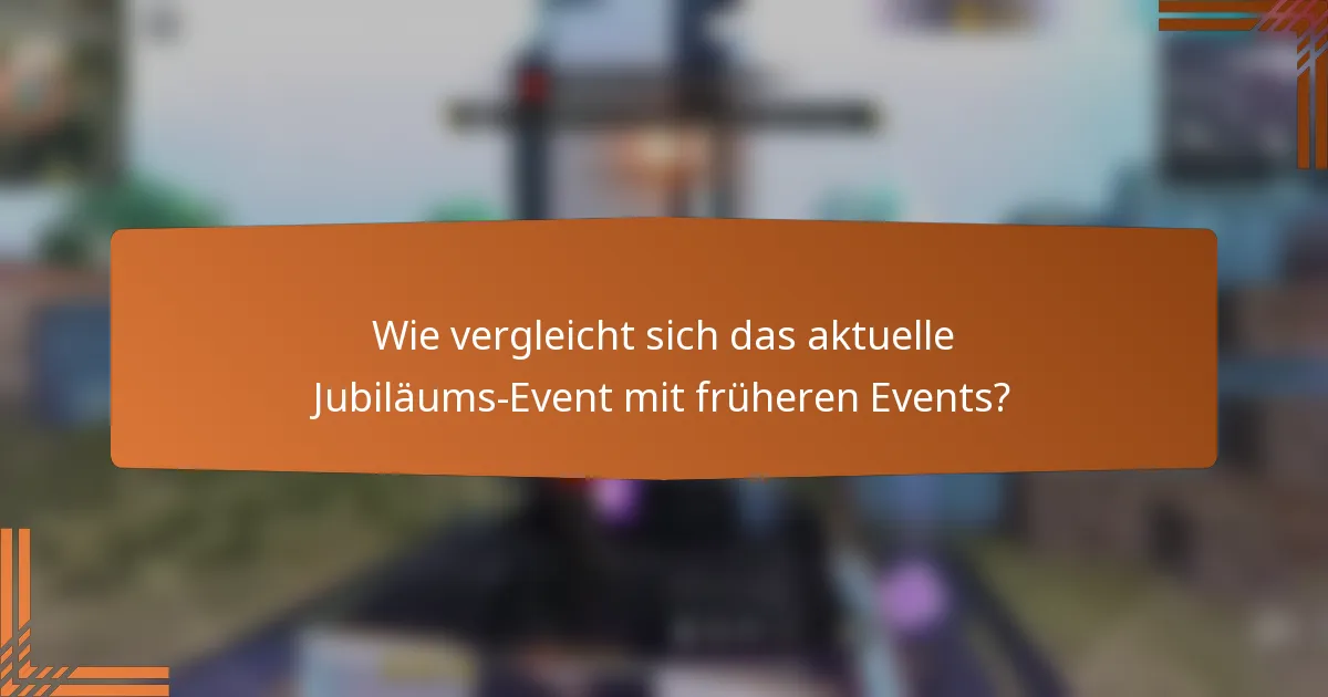 Wie vergleicht sich das aktuelle Jubiläums-Event mit früheren Events?